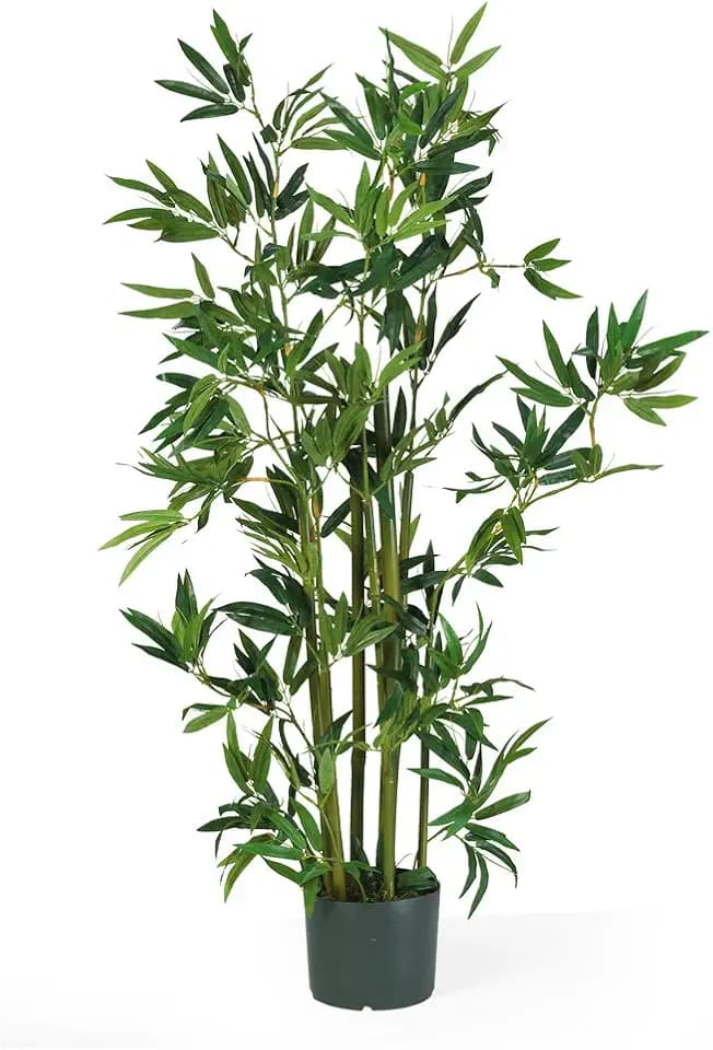 Nearly Natural 4 ft Artificial Bamboo Plant with Pot for Indoor Decor