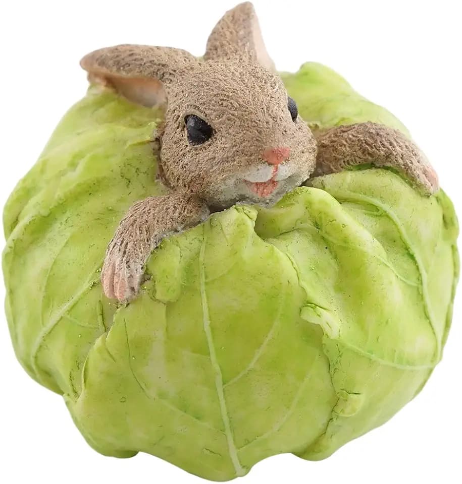 Top Collection Miniature Fairy Garden and Terrarium Rabbit Stuck in Cabbage Statue