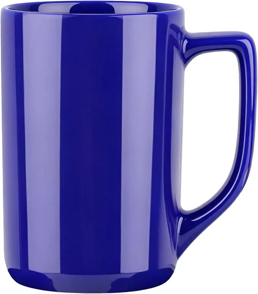 16 OZ Large Coffee Mug,Tall Blue Diner Cup with Handle,Glossy Bulk Porcelain Mug for Latte,Hot Tea,Cappuccino,Milk,Cocoa for Men Women Mug Lovers Gifts