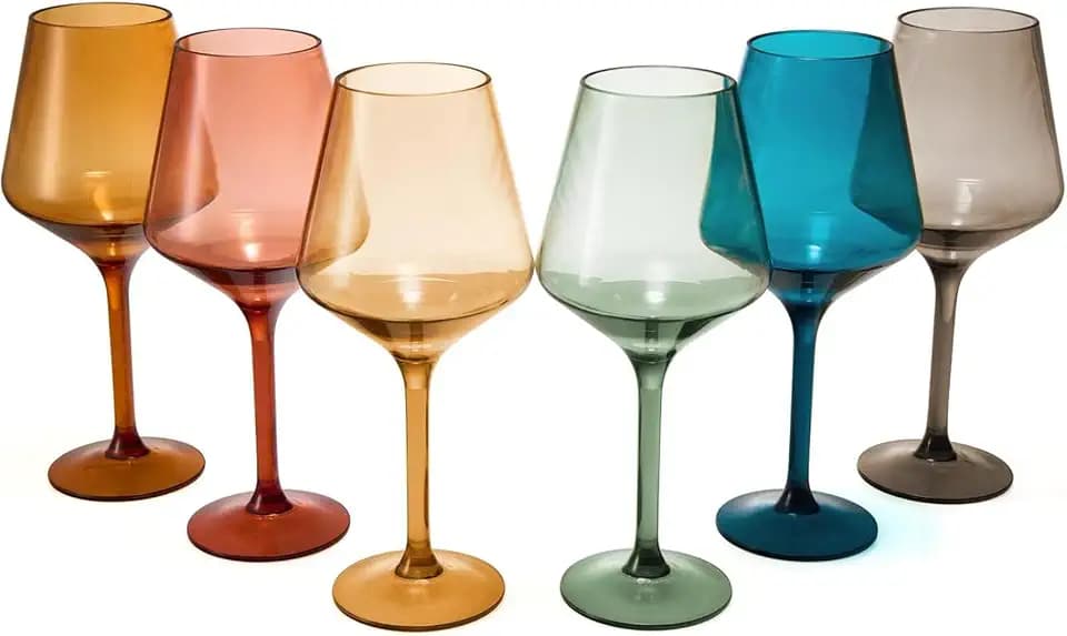 European Style Plastic Crystal, Stemmed Wine Glasses | Set of 6 | Acrylic