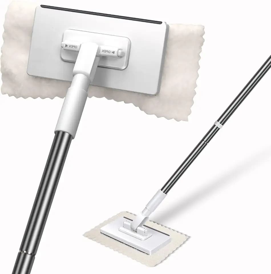 Masthome Snap Grip Mini Mop with Built-in Squeegee,30" Hands Free Clamp Mop