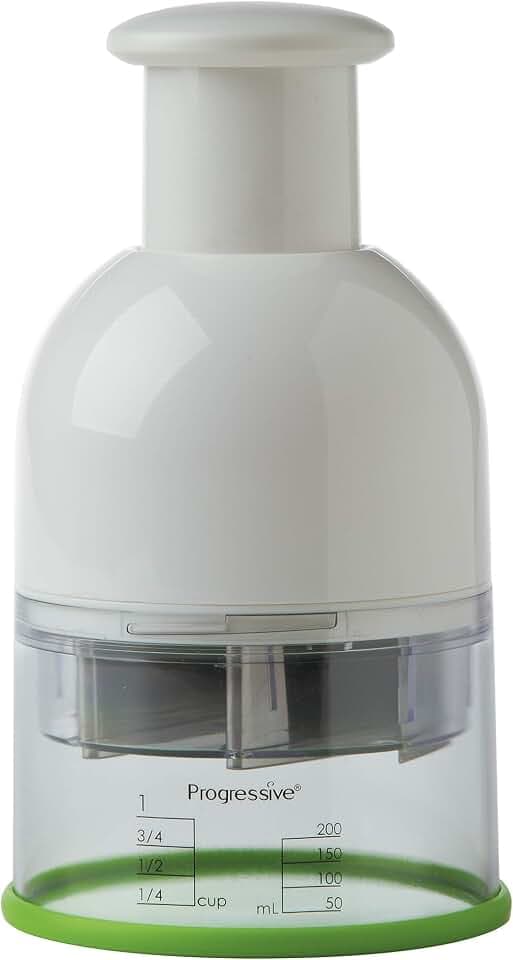 PrepWorks Food Chopper, White/Green – Multi-Use Chopper for Fruits, Vegetables, and Nuts, Non-Skid Base