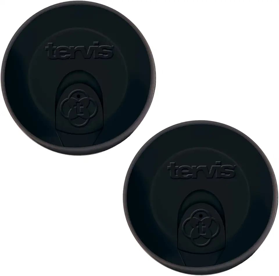 Tervis Travel Lid Made in USA Double Walled Insulated Tumbler Travel Cup Keeps Drinks Cold & Hot, Fits 24oz Tumblers & 16oz Mugs - 2pk, Black