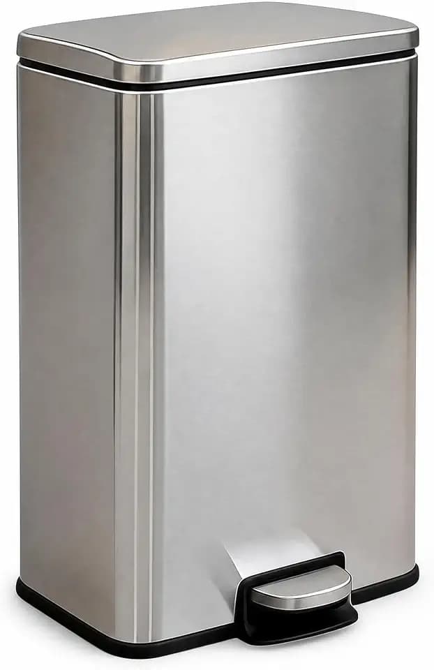 Garvee 13 Gal Stainless Steel Kitchen Trash Can with Lid, Step Pedal Silver