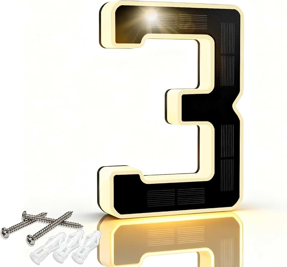 DIBMS 6.7" Solar Lighted House Numbers for Outside LED Backlit Address Sign