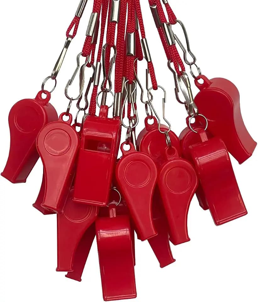 20 Pcs Plastic Loud Whistles with Lanyard for Referee Coaches Basketball Football Sports Training Game Event Lifeguard Survival Emergency Fun School Kids Tool Set Suppliers