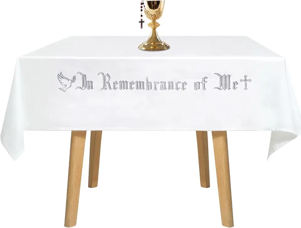 VitalCozy in Remembrance of Me Communion Cloth Church, Silver Embroidery