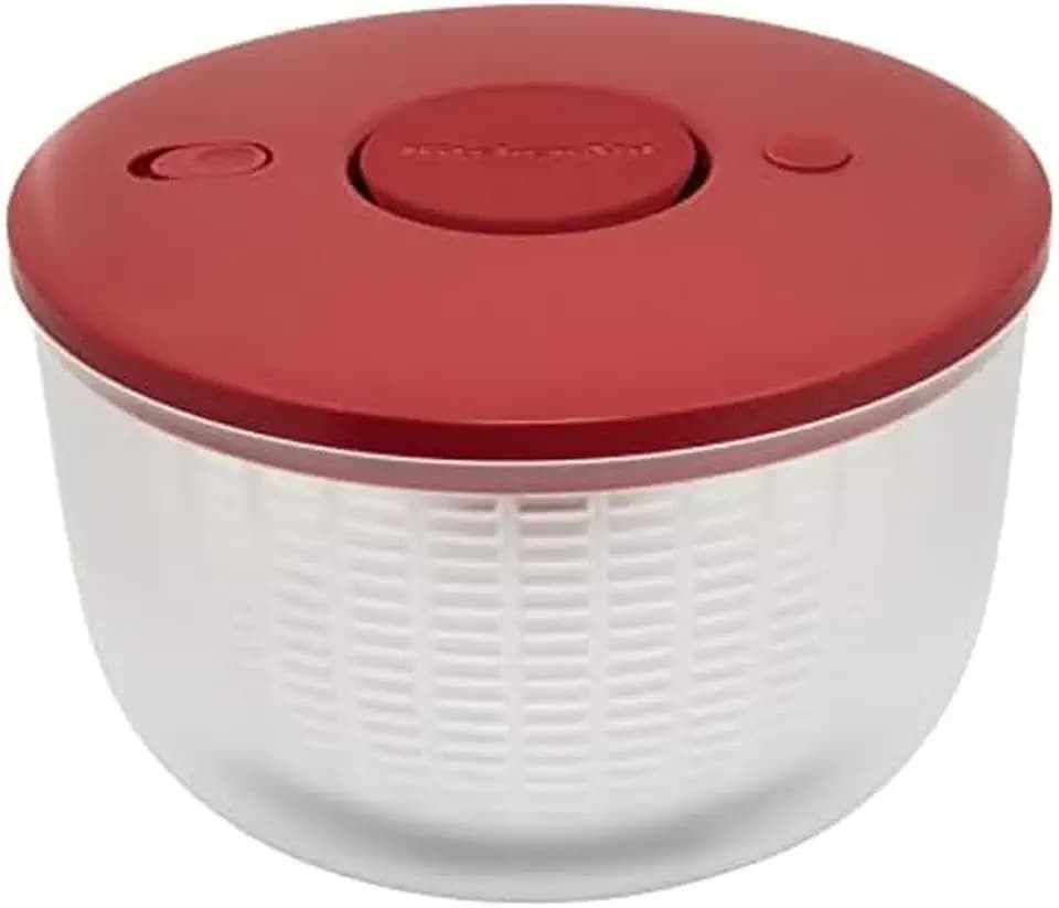KitchenAid Universal Salad Spinner with Removable Bowl, Colander and One Handed Pump Mechanism, Large Bowl Nests and Features Non Slip Base, 7.43 Quart, Empire Red