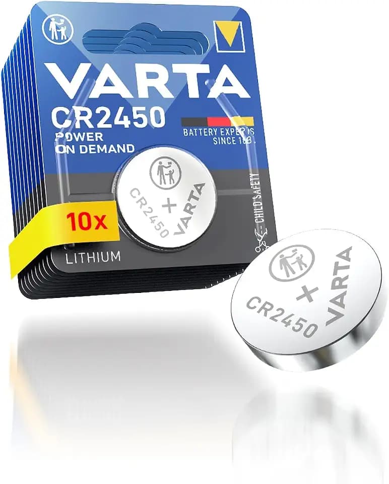 VARTA Batterien Knopfzellen CR2450, 10 Stück, Power on Demand, Lithium, 3V, sicherheitsversiegelte Verpackung, für Smart Home Geräte, Autoschlüssel und weitere Anwendungen