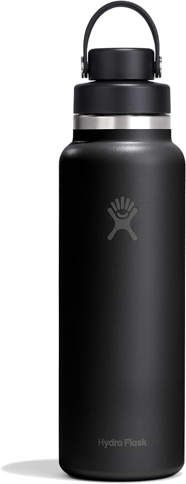 Hydro Flask Water Bottle - Insulated Stainless Steel - Wide Mouth Flex Chug Lid, Non Spill, Leakproof in 40 Oz Tonal Black