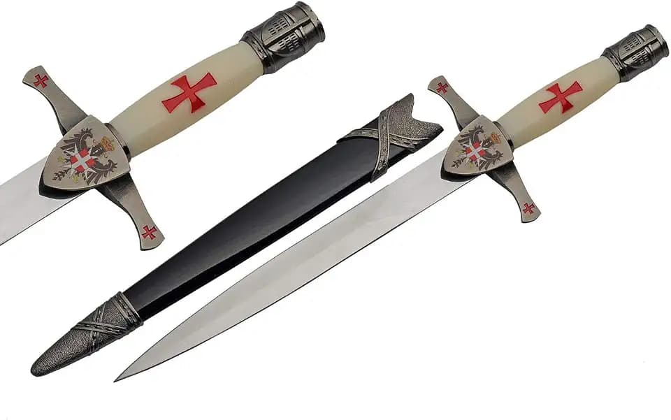 SZCO 15.75” Replica Red Cross Crusader Dagger with Adorned Scabbard
