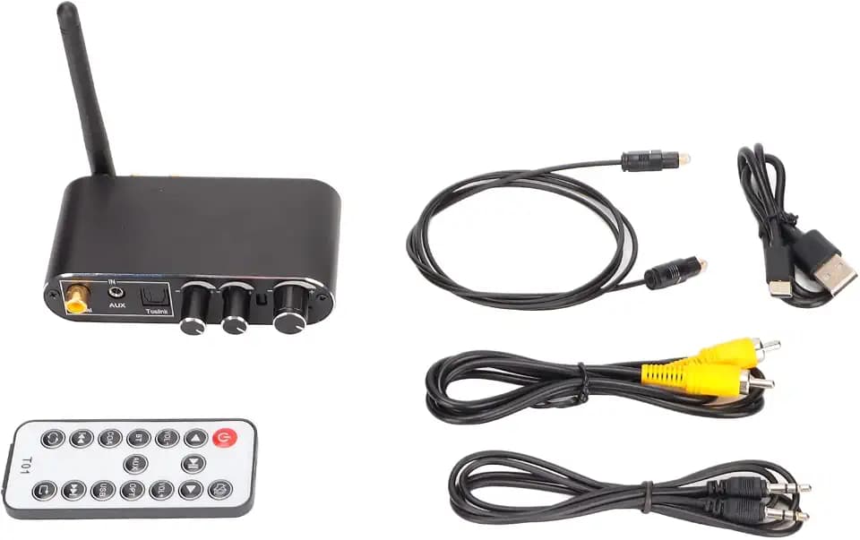 Vikye Digital-zu-Analog-Audio-Konverter mit Bluetooth 5.0, 2 Geräte Verbinden, DAC-Konverter Unterstützt 3,5-mm-Anschluss, Audio-Adapter Unterstützt Lautstärkeregelung Musikumschaltung