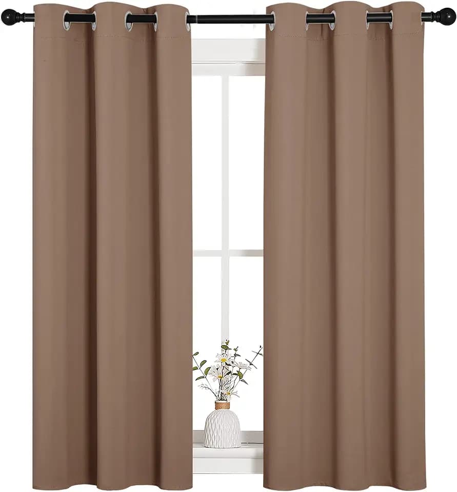 NICETOWN Cappuccino Blackout Curtains for Bedroom 34" w x 54" L 2 Panels
