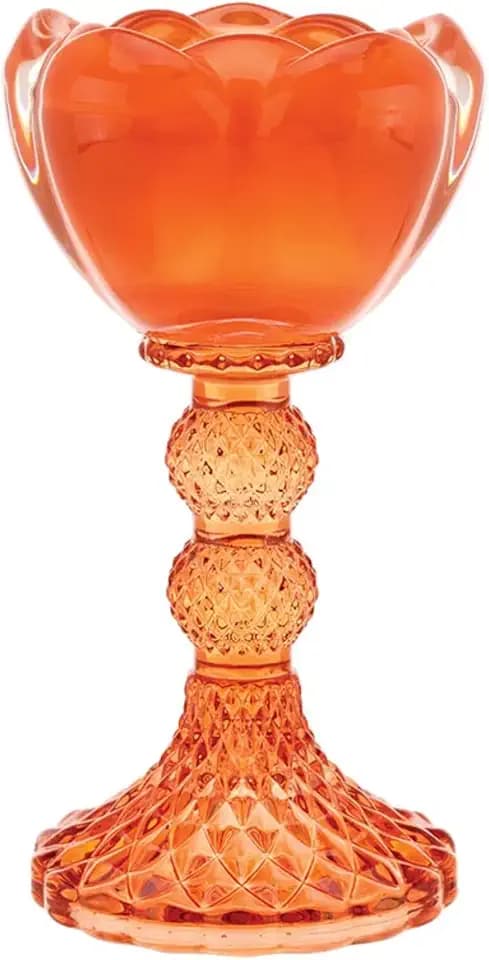 47th & Main Glass Rose Ember Votive Candle Holder, 3.5" Diameter x 6" Tall, Rose