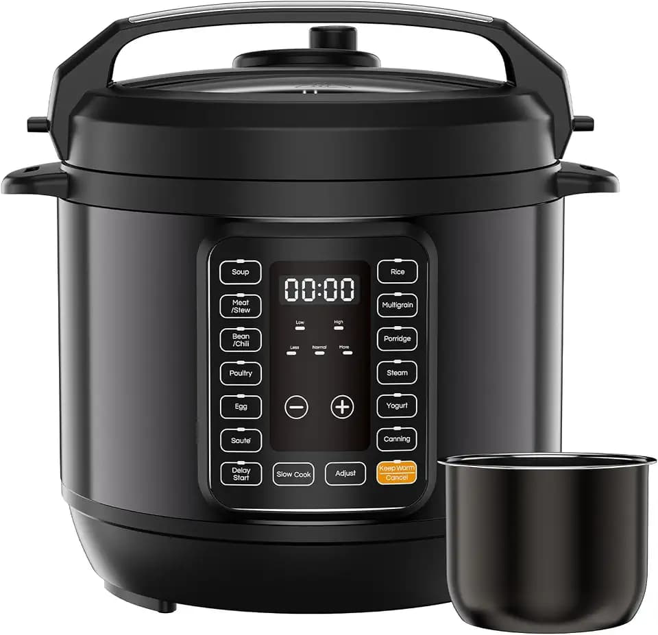 DUMOS 16-in-1 Electric Pressure Cooker, 6QT Programmable Multi Cooker with 12 One-Touch Presets, Soup Steam Yogurt and More, Ceramic Inner Pot Delay Start & Keep Warm, Includes Recipe Guide, Black