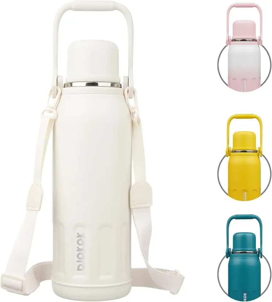 BJPKPK Stainless Steel Insulated Bottle with Handle & Strap, 50oz