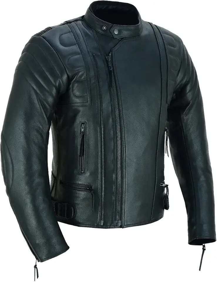 Motorradjacke aus Leder, CE-Protektoren für Herren, MBJ-08A