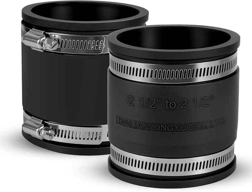 2 Pcs 2-1/2 IN Flexible PVC Pipe Coupling with Stainless Steel Clamps Fit 2-1/2 IN Nominal Pipes, Couplers for Plastic and Copper Pipe Plumbing Connections, Drain Repair, Dust Hose