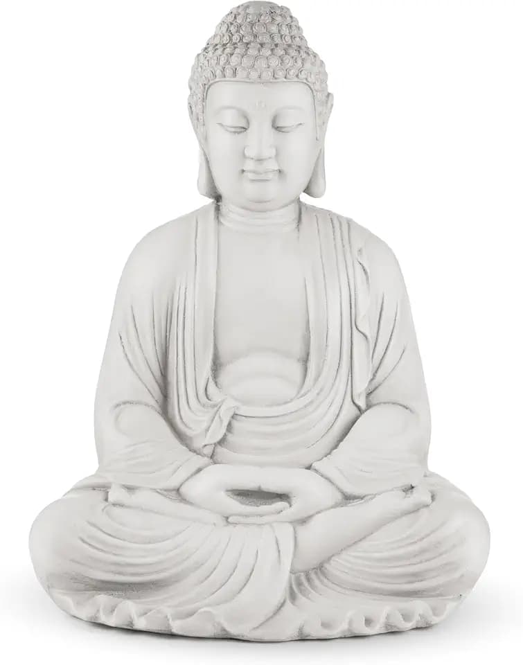 Glitzhome 22.75-inch Zen Meditation Buddha Garden Statue, Black Large Indoor and Outdoor Sculpture, Hand-Finished MGO & Fiberglass Decor for Home Patio Yard