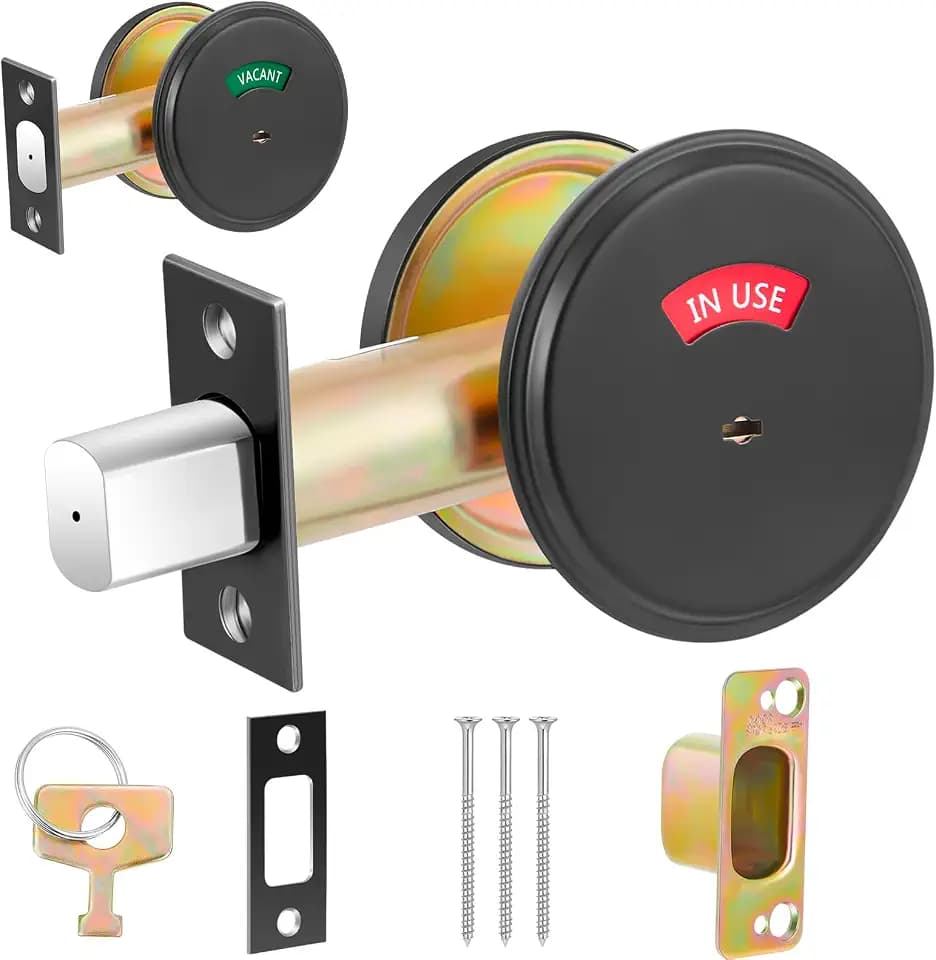 Tandefio 1 Pcs Commercial Vacant Occupied Bathroom Lock Deadbolt, Black