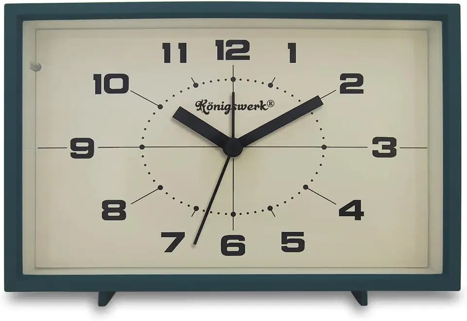 Analog Alarm Clock, 6 inch, Green, Silent, Night Light