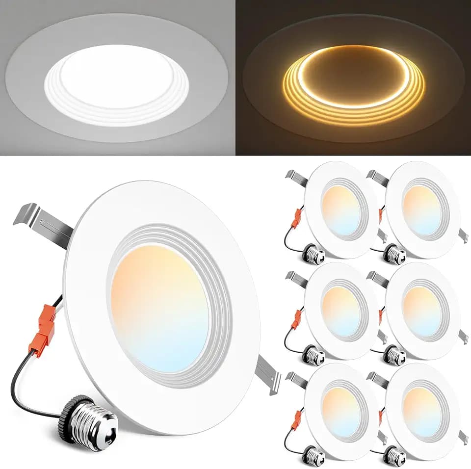 Ensenior 6 Pack 5/6 Inch 5CCT LED Recessed Lighting with Night Light