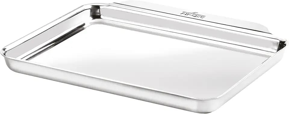 All-Clad Stainless Steel Baking Quarter Sheet Pan 9" x 12.5" - Tri-ply Bonded for Consistent Baking- (Roast, Bake Cookies, Brownies and More) Professional Stainless Steel Bakeware