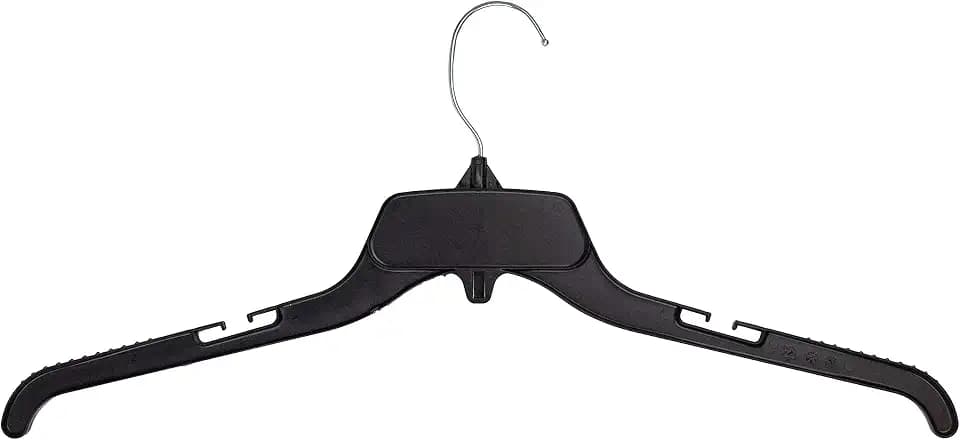 HangOn Shirt Hangers Recycled Plastic with Notches, Black, 19 Inch Pack of 10