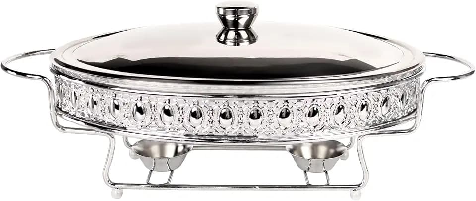 Casserole Dish 13" x 9" Glass Baking Dish with Stainless steel Lid and rack, Silver oval 2.5 Qt Large Baking Pan For Casserole & Lasagna, Microwave Dishwasher Freezer Oven Safe
