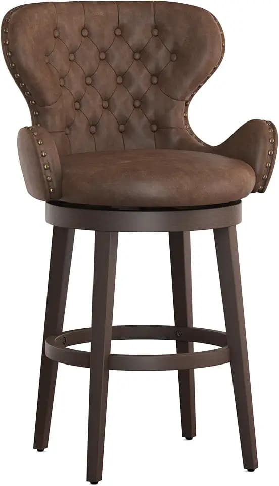 Hillsdale Mid-City Upholstered Wood Swivel Bar Height Stool, Chocolate