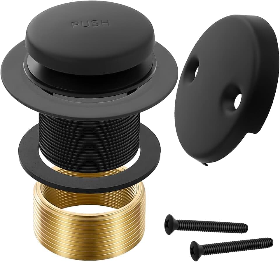 Tub Drain Kit with Bathtub Drain Stopper (Matte Black)