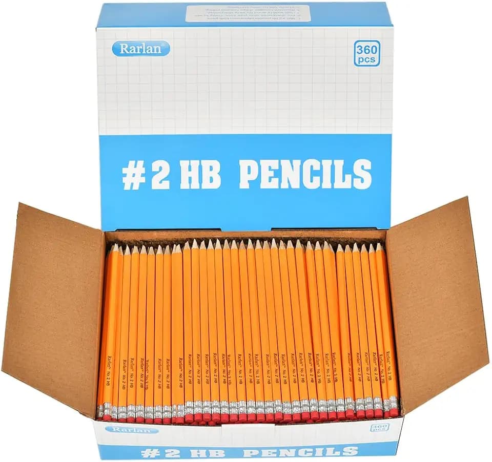 Rarlan Wood-Cased #2 HB Pencils, Pre-sharpened, 360 Count Bulk Pack