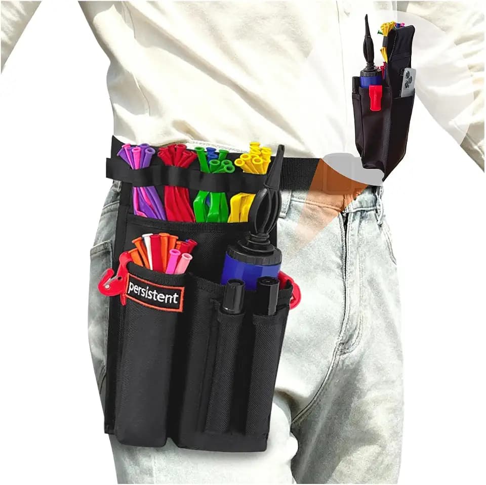 Multi-Pocket Balloon Organizer Portable Balloon Storage Bag Adjustable Tools Waist Belt Multifunctional Work Apron for Clown Artists Balloon Entertainer