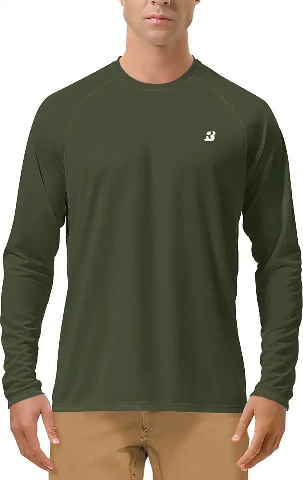 Roadbox Men's UPF 50+ UV Sun Protection Shirts, Long Sleeve Swim Rash Guard