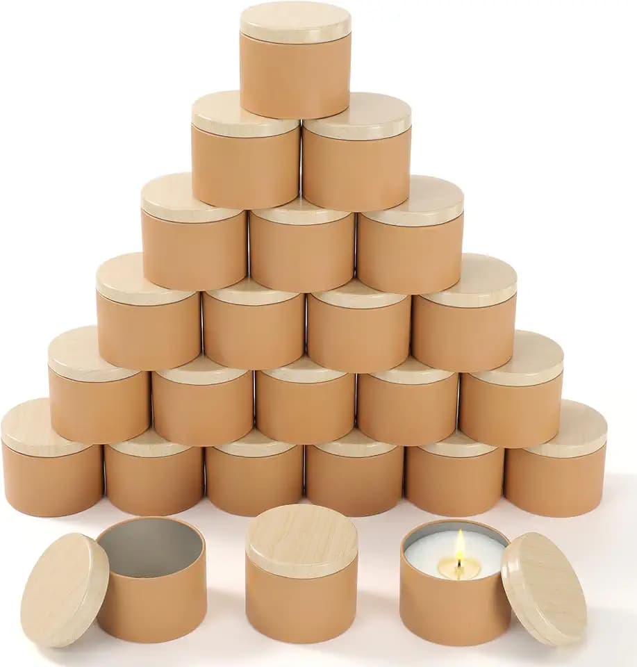 Honeydak 36 Pcs 4 oz Brown Candle Tins Jars with Lids for Candle Making