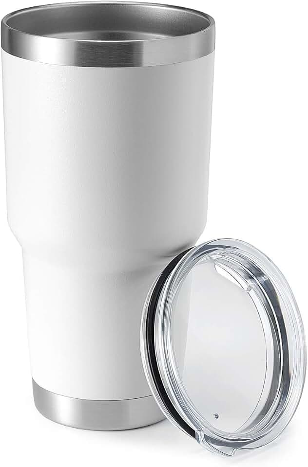 HASLE OUTFITTERS 30oz Stainless Steel Tumbler, Double Wall Vacuum Insulated Travel Mug Tumbler, Durable Insulated Coffee Mug, Gift Box Set (White, 1)
