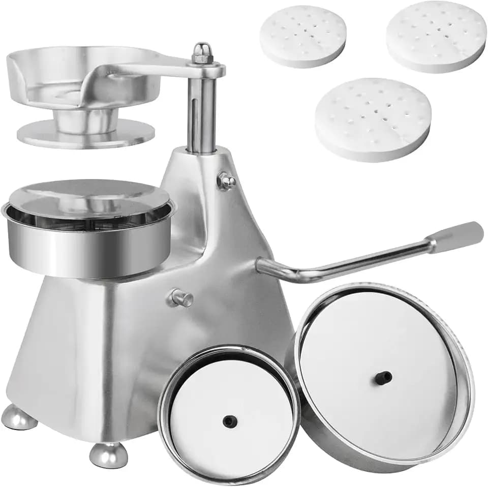 Hakka Commercial Hamburger Press Patty Maker, Stainless Steel Heavy Duty Grill Burger Press Patty Meat Tool, with Three Convertible Molds and 1200 Pcs Patty Papers, 100mm/130mm/150mm