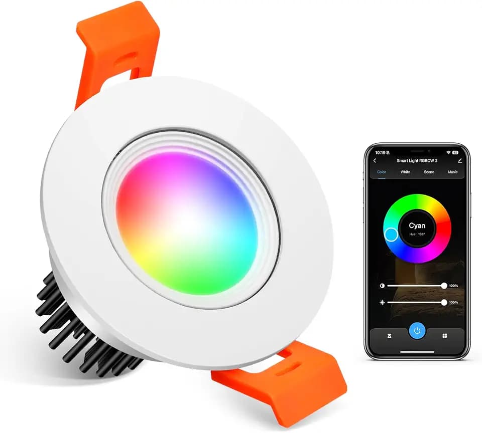 2 Inch Smart Recessed Lighting, WiFi 5W Recessed Light Compatible with Alexa and Google Home, Dimmable RGB & CCT 2700-6500K, 120V LED Downlight with LED Driver