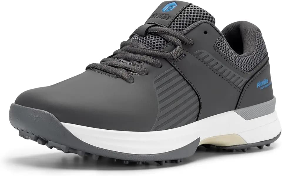 FitVille Extra Wide Men's Golf Shoes Waterproof, Professional Outdoor Spiked Golf Shoes for Men with Arch Support