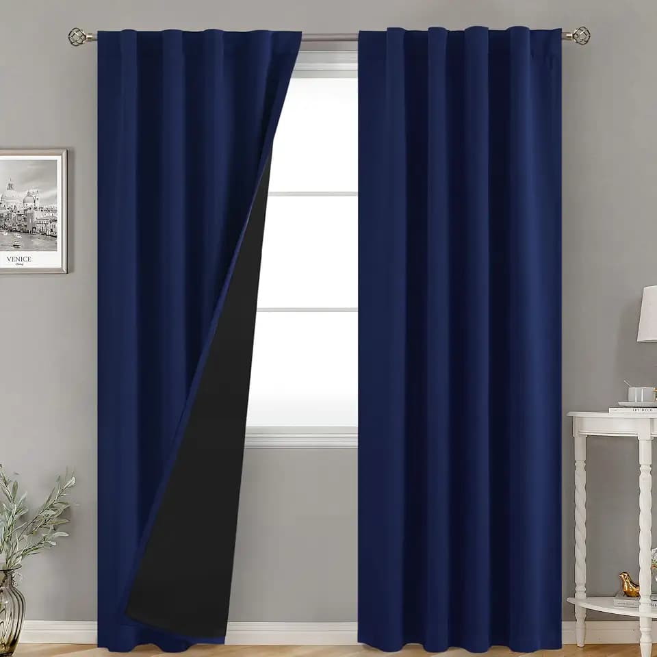 BGment Navy Blue Blackout Curtains 84 inches Long for Living Room, 2 Panels