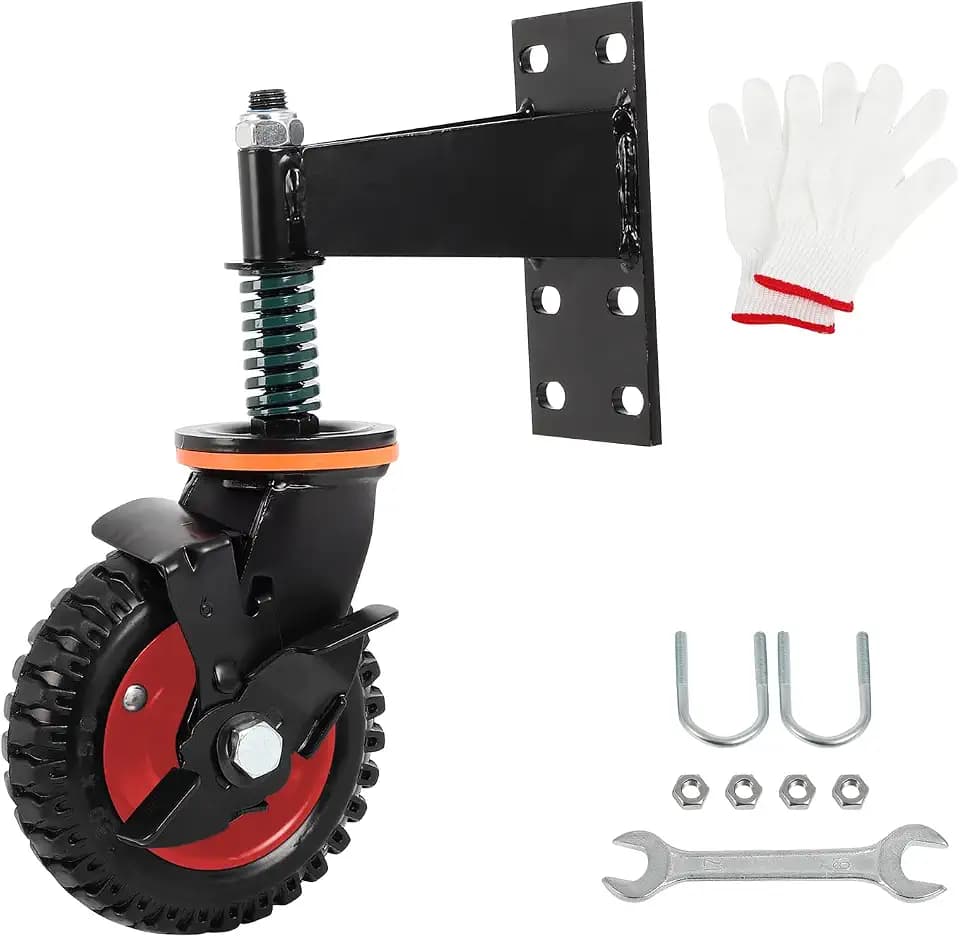 FAHKNS 6" Fence Gate Wheels with Brake, 360 Degree Swivel Spring-Loaded, 500 Lbs Capacity, for Metal Swing Tube Gate Wooden Fence Gate