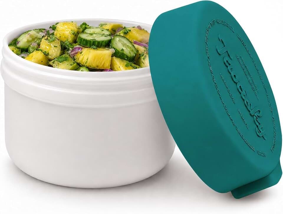8oz Ceramic Overnight Oats Container with Silicone Lid, Food Storage Containers Scale Mark- Perfect for Yogurt, Chia Seeds, Fruits, Vegetables, Salad Dressing, Snacks and Meal Prep - Dark Green