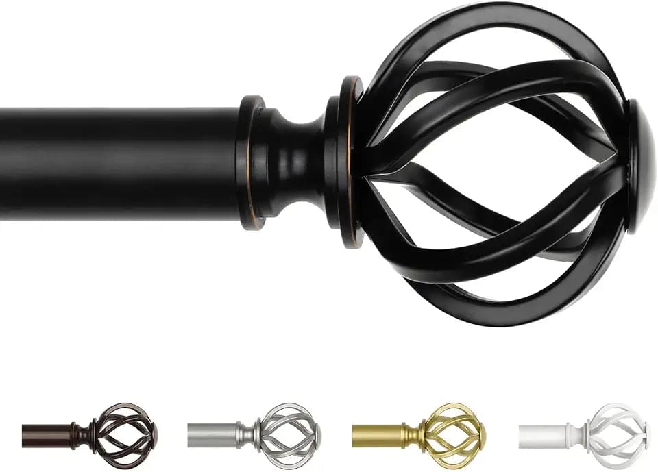 USFOOK Black Curtain Rod 32 to 58, Window Treatment Rods with Brackets