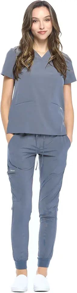 Dagacci Medical Uniform® Women's V-Neck Jogger Scrubs