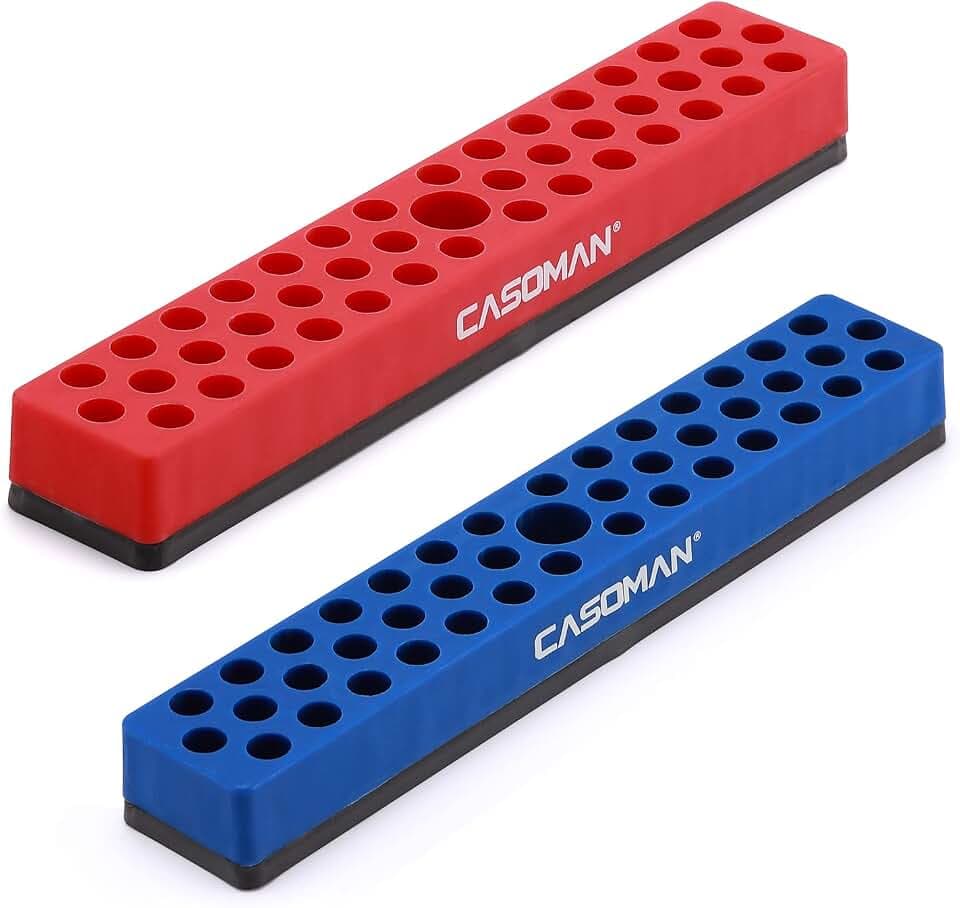 CASOMAN 1/4" Hex Bit Organizer, Red & Blue, 2PCS
