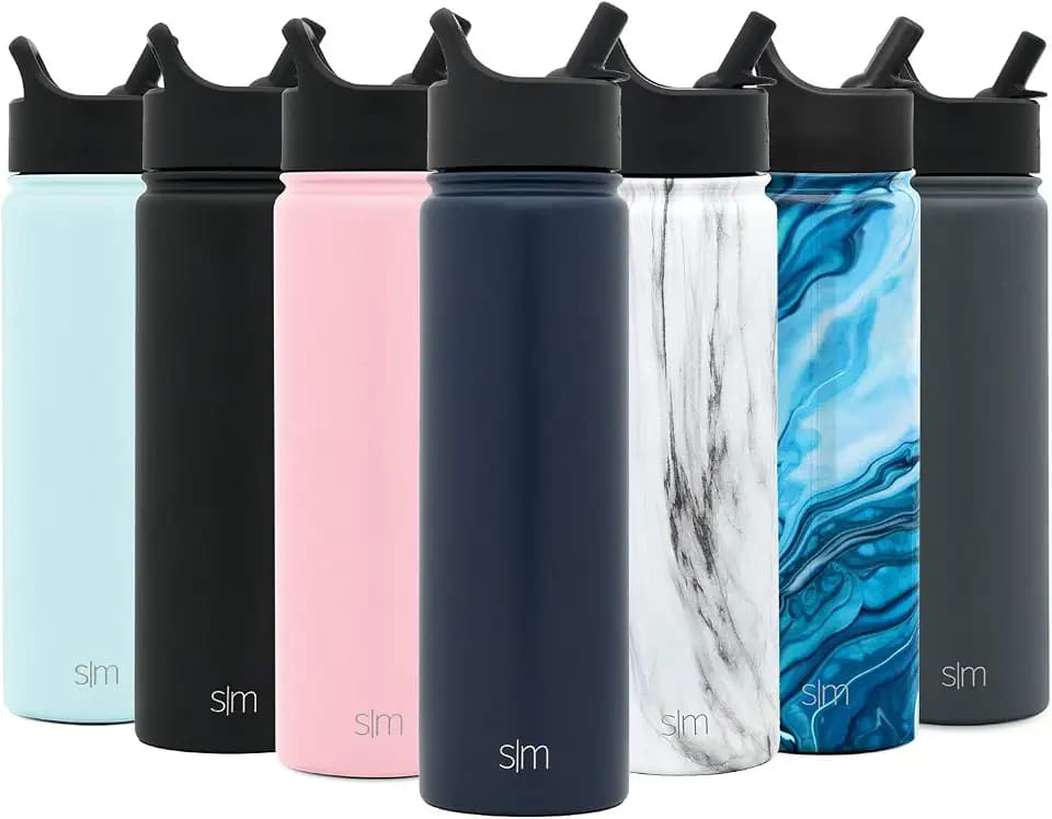 Simple Modern Water Bottle with Straw Lid Vacuum Insulated Stainless Steel Metal Thermos Bottles | Reusable Leak Proof BPA-Free Flask for Gym, Travel, Sports | Summit Collection | 22oz Deep Ocean Blue