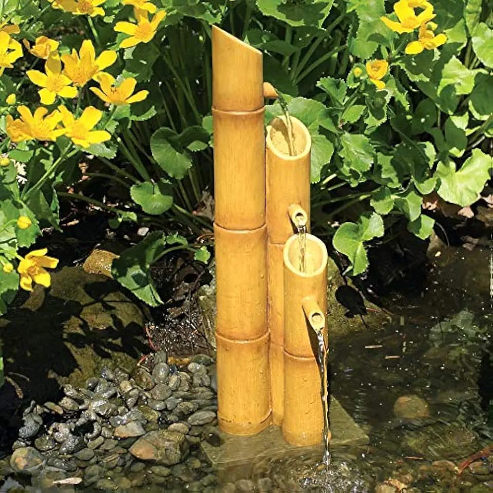 Aquascape Pouring Three-Tier Bamboo Fountain Fountain for Ponds and Water Gardens, Poly-Resin | 78307