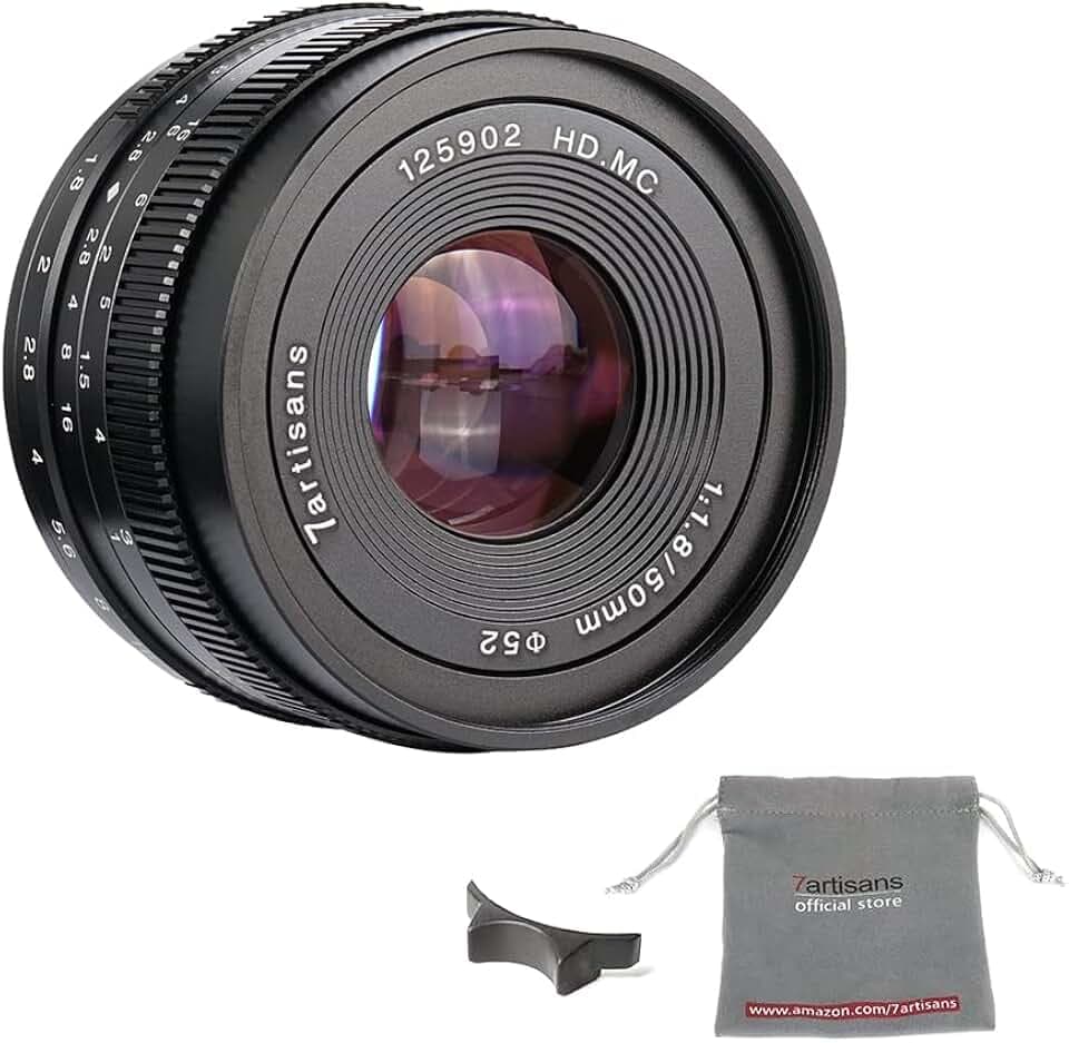 7artisans 50mm F1.8 APS-C Manuelle Fixed Objektiv für Sony E-Mount spiegellose Kamera wie Sony A6500 A6300 A6000 A5100 A5000 NEX-3 NEX-3 N nex-3r NEX-F3 K-5