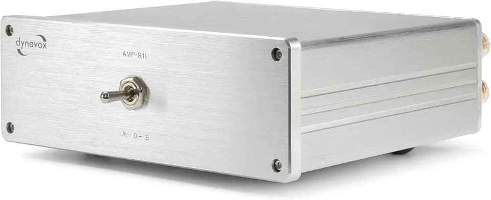 Dynavox AMP-S III, Verstärker- und Lautsprecher-Umschalter, Aluminium-Gehäuse, 2 Boxenpaare auf 1 Audioverstärker oder 2 Amplifier auf 1 LS-Paar, Verbindung über Bananenstecker/Klemmanschluss, Silber