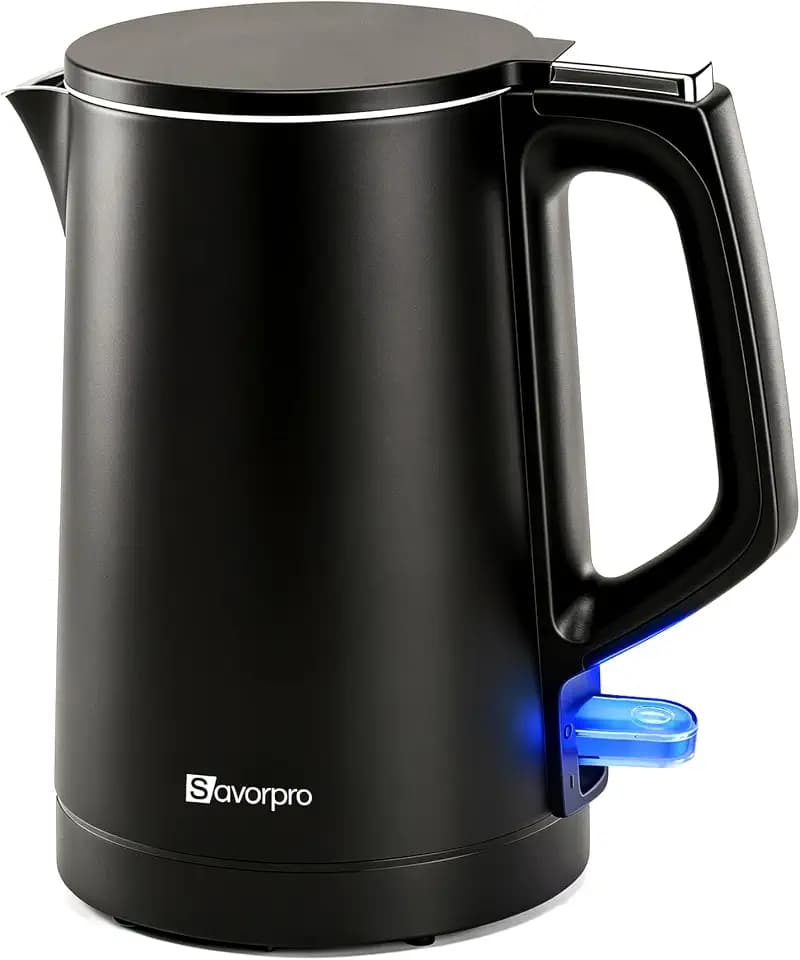 Small Electric Kettle 1000W Double Wall Stainless Steel 0.8L Water Boiler